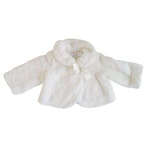 Gymboree Faux Fur Coat With Satin Bow & Button Closure Size 2T Party Church